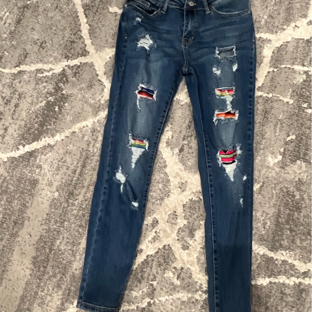 Judy blue jean sz 31 rainbow patches